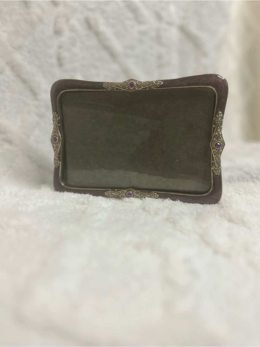 Vintage-Style Purple and Gold Decorative Photo Frame w/ Gemstone Accents 4 x 6